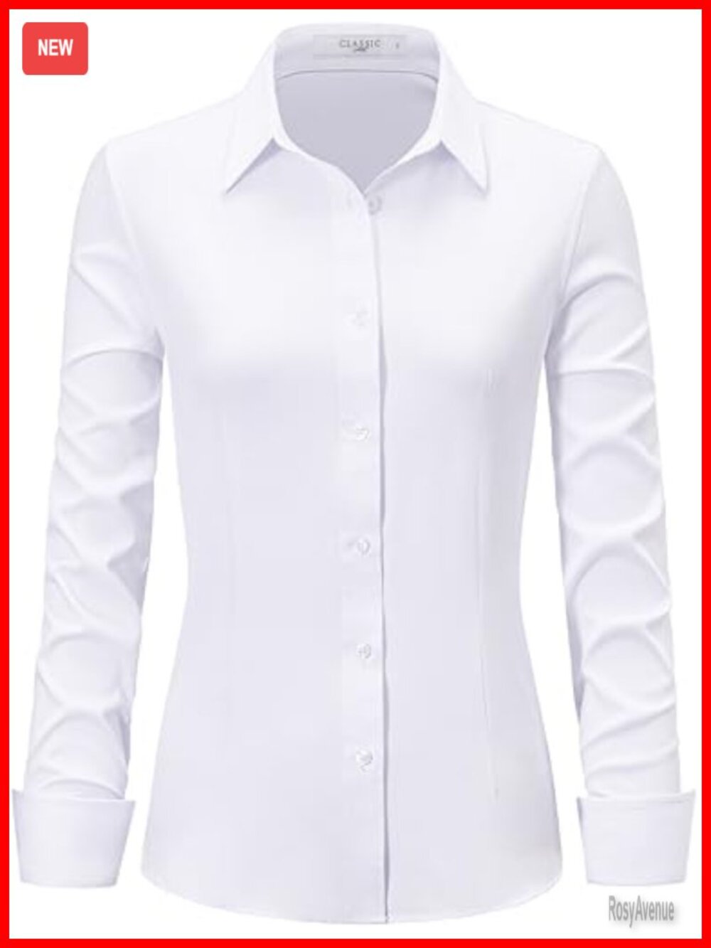 Women's Long Sleeve Button Down Stretch Wrinkle Free Work Blouse Top